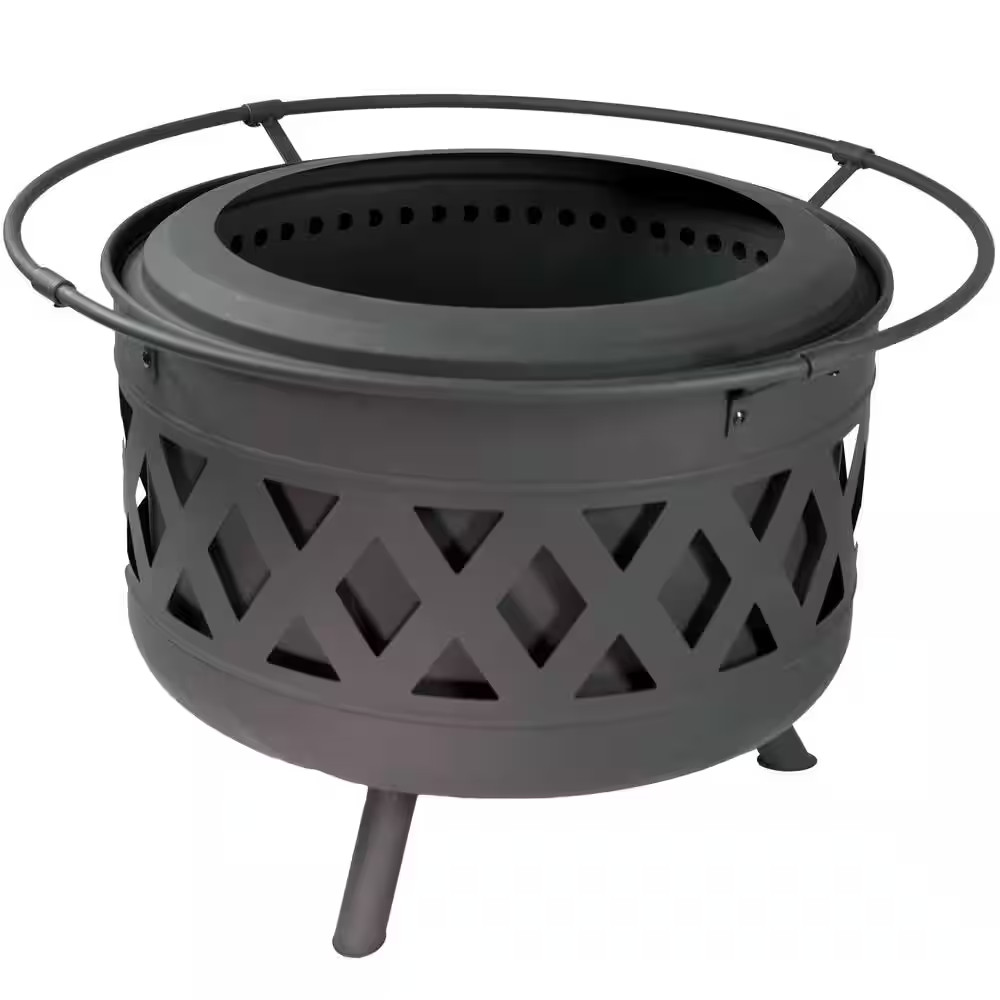 24 In. Black Crossweave Smokeless Fire Pit -