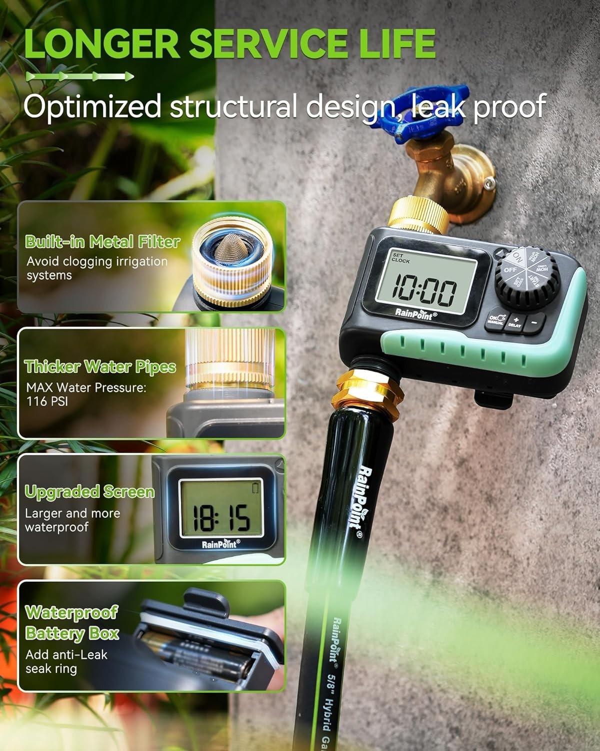 Customizable Water Timer with Brass Inlet for Lawns & Gardens – Digital Design