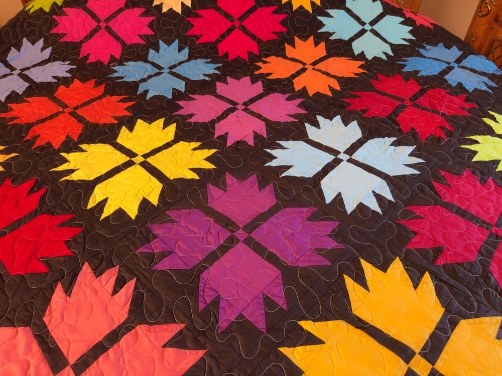 Bear paw Queen Size Machine Pieced And quilted Patchwork Quilt