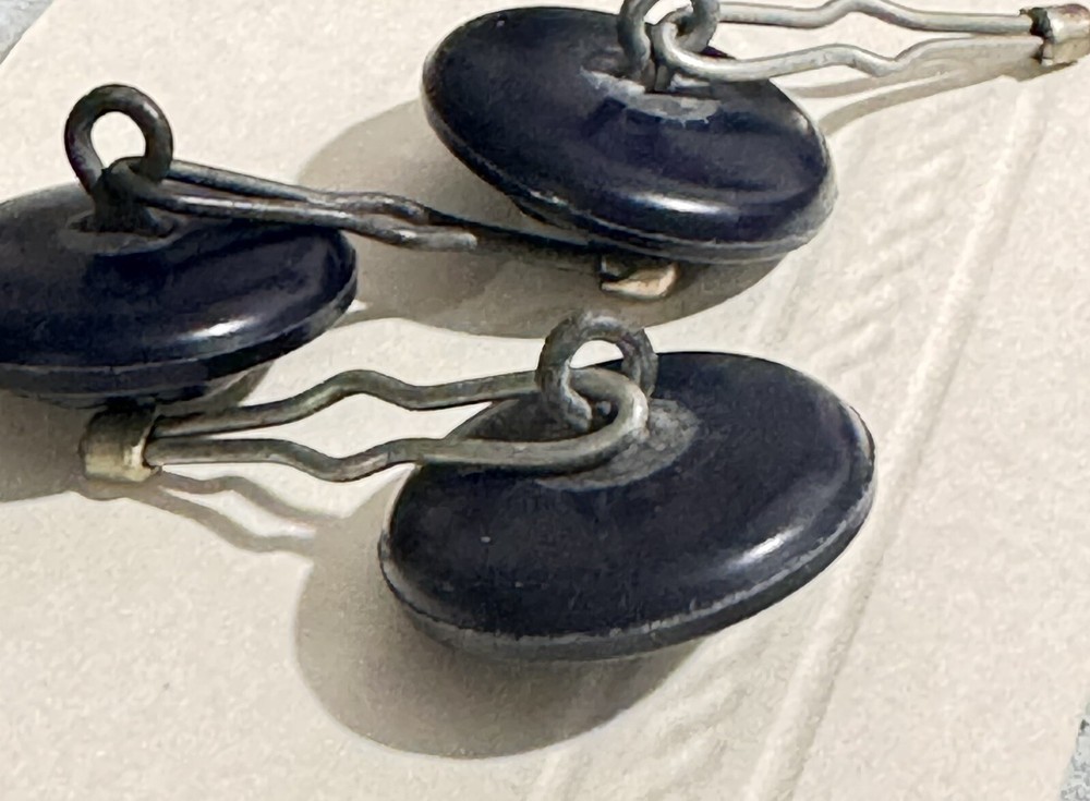 (3) VTG Military Buttons Embossed Eagle Crest .75” Navy Black Toggle Back Loop