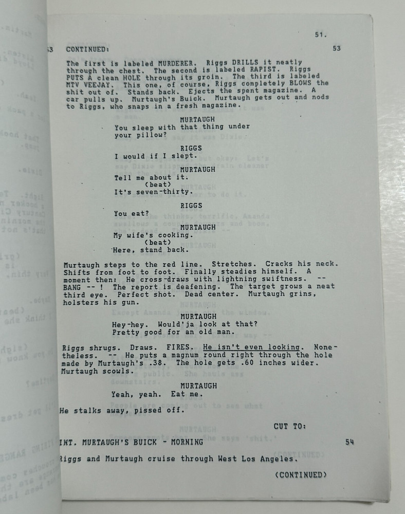 Early LETHAL WEAPON Movie Script - 109pg Version - Missing Cover
