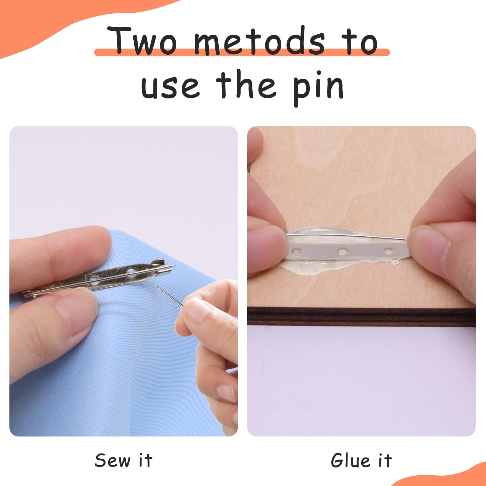 50Pcs Silver Bar Pins, Brooch Clasp Pin Backs Safety Clasp Brooch Pins for Cr...