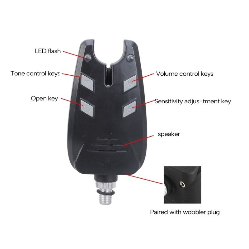 Fishing Rod Electronic Fish Baits Indicator Alarm Lights Adjustable Sensitivity