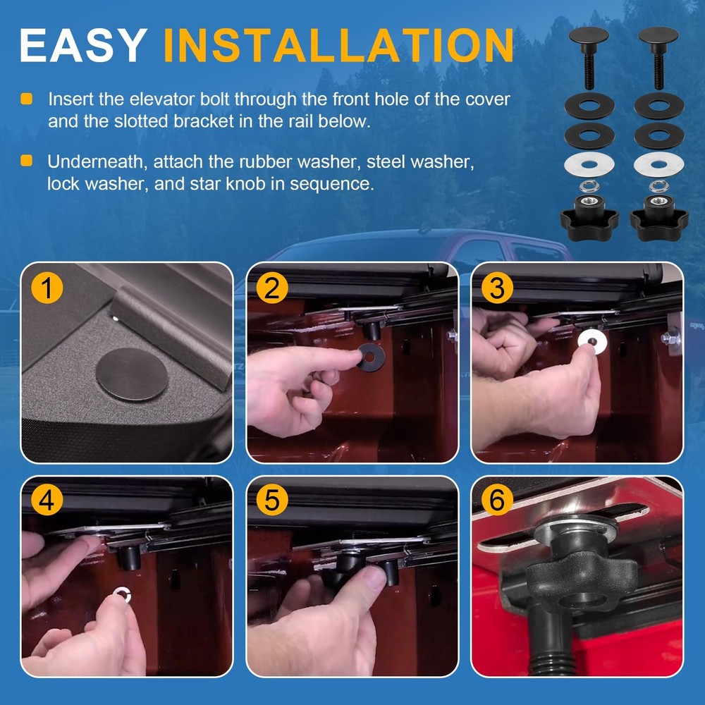 254A0001 Tonneau Cover Clamp Service Kit, Elevator Bolt Assembly, Replacement...