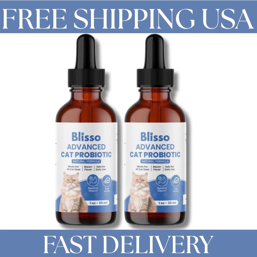 Blisso Advanced Cat Probiotic Drops – Digestive Support for Cats (2 Packs)