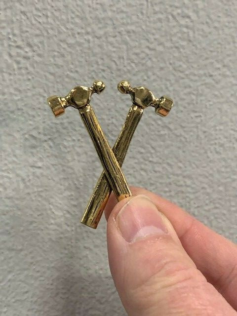 Gold Plated Double Ball Pin Hammer Biker Pin - USA MADE, support your local MC