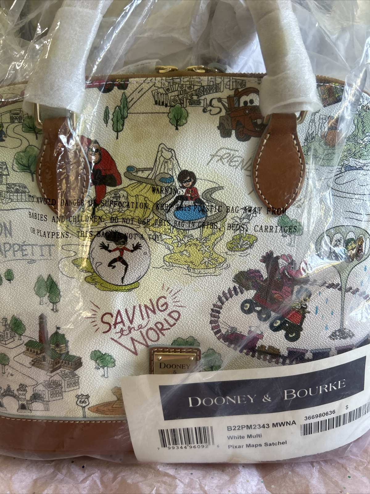 NEW DOONEY BOURKE DISNEYPARKS PIXAR MAP SATCHEL RATATOUILLE INSIDE OUT TOY STORY