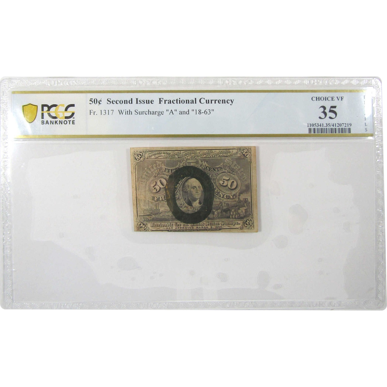 50c Fractional Note Second Issue FR1317 VF 35 Details PCGS SKU:I23285