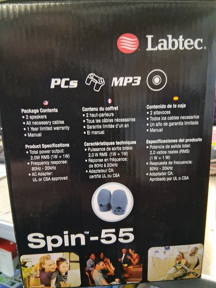 Labtec Spin-55 Multi-purpose Stereo Speaker Pair Brand New