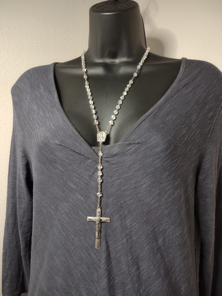Vintage Clear Glass Bead Rosary