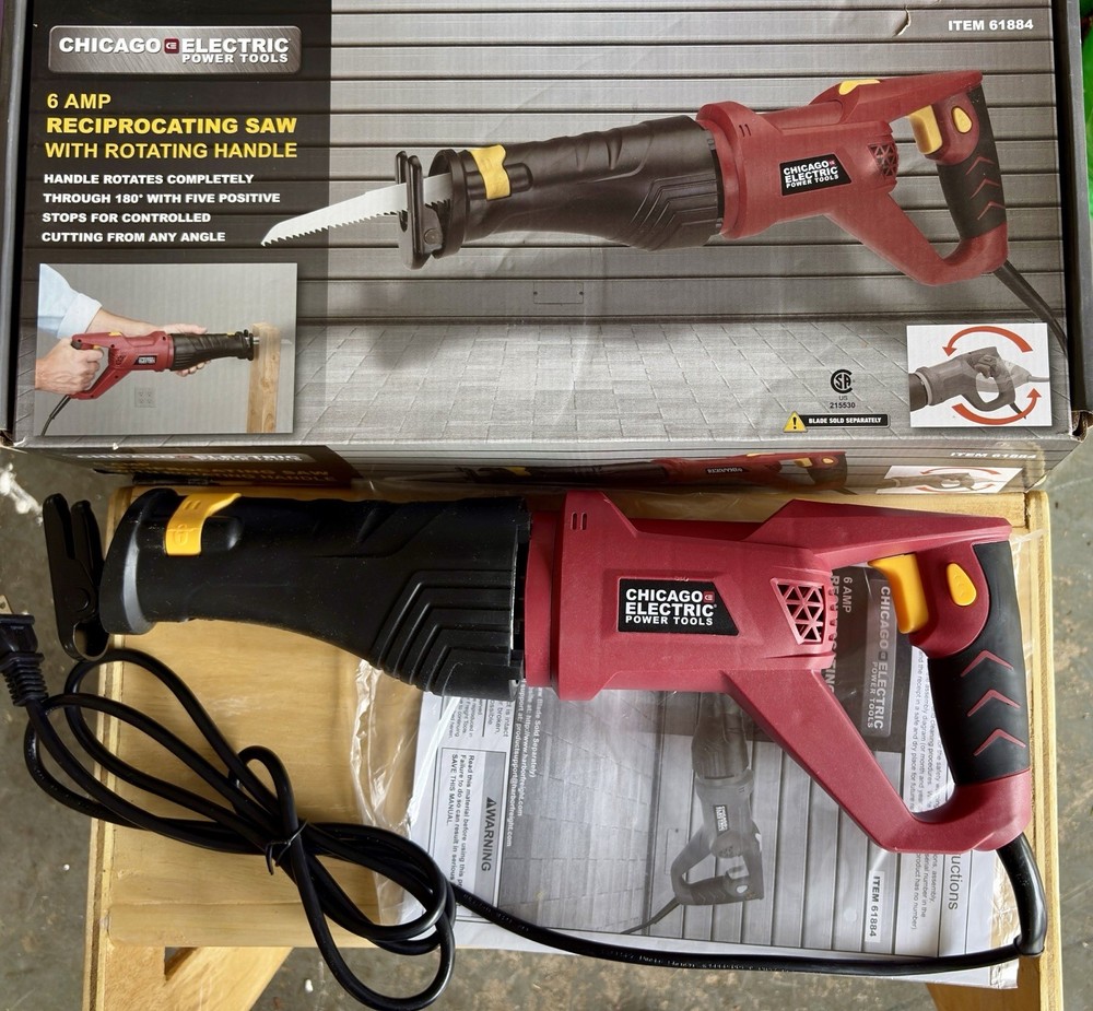 Chicago Electric 6 Amp Reciprocating Saw, Variable Speed Power Tool