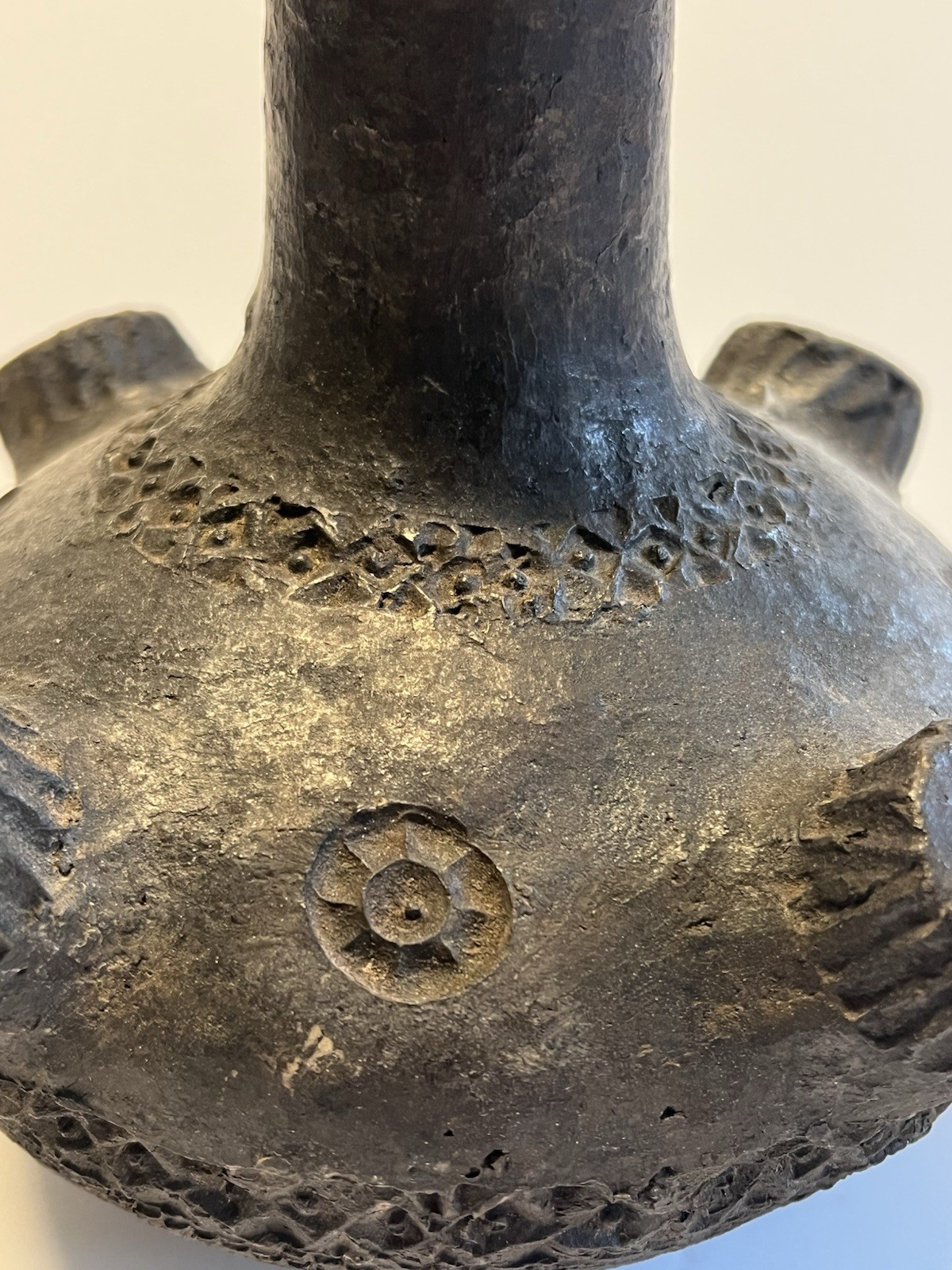 Antique Native American Indian Clay Pottery Sprouted Water Jug