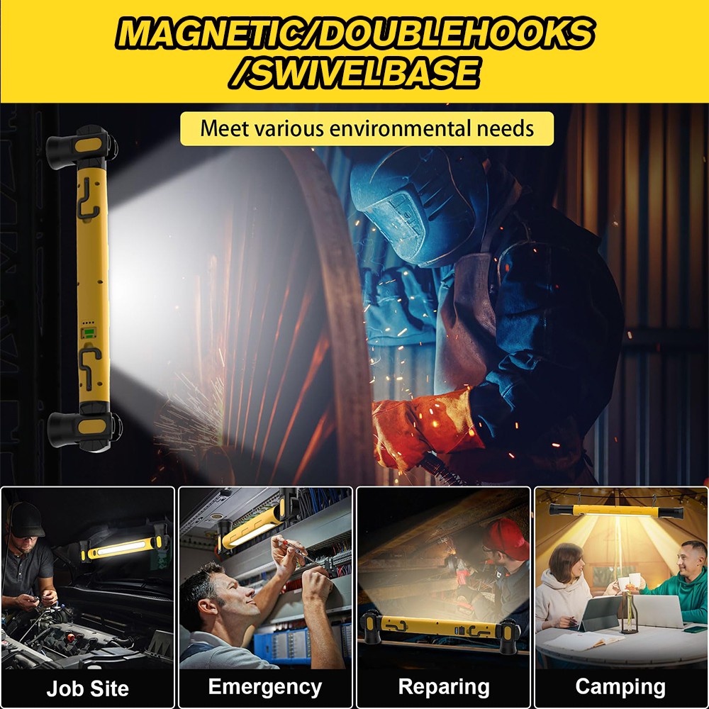 Magnetic LED Work Light Bar, 6000mAh Rechargeable Inspection Lamp 3 Color Modes