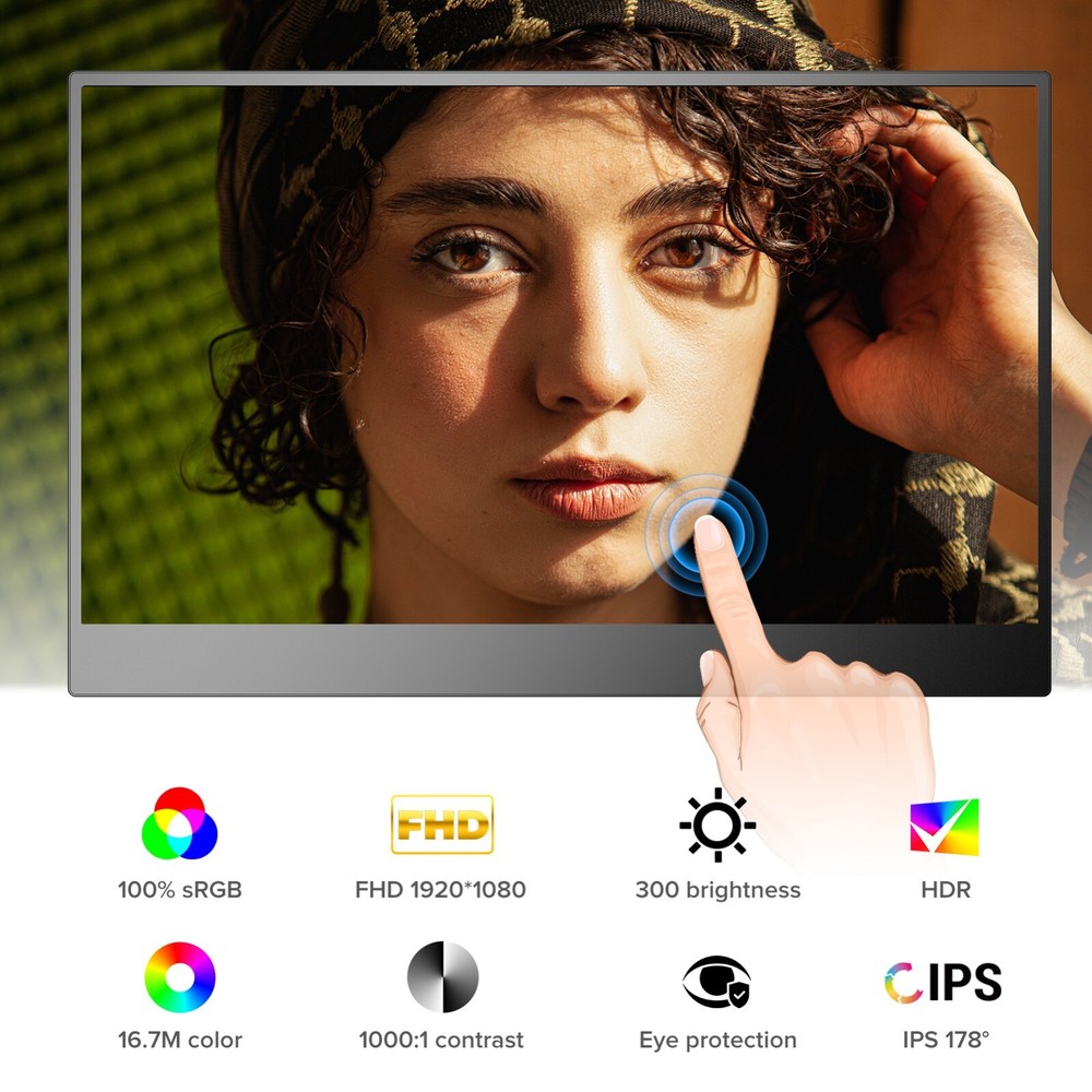 UPERFECT 15.6" 1920x1080 Touchscreen IPS PC Screen Portable Screen HDMI USB-C