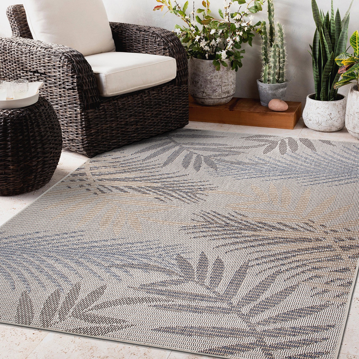 Rugshop Outdoor Carpet Rug Bahama Palm Frond Indoor Outdoor Rugs Exterior Carpet