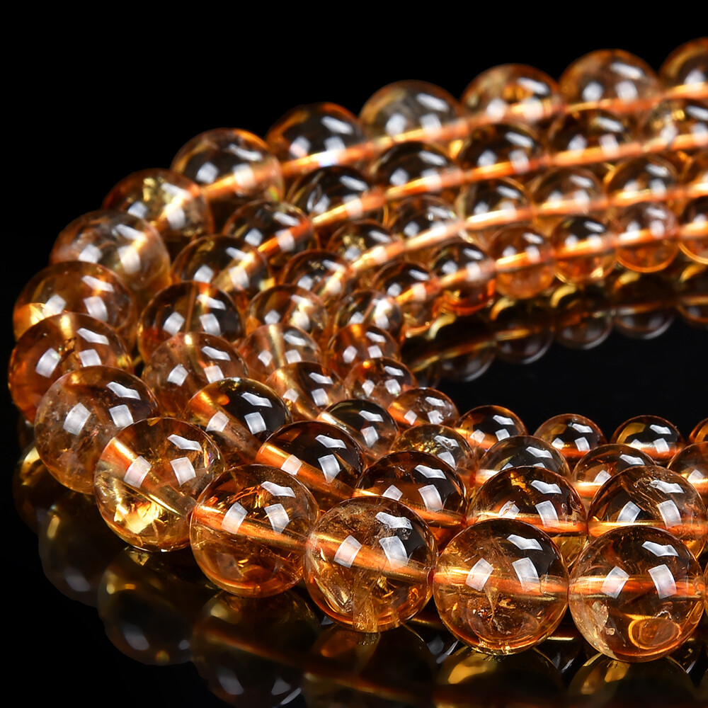 Natural Citrine Grd AAA Round 5MM 6MM 7MM 8MM 9MM 10MM 11MM 12MM Beads (D515)