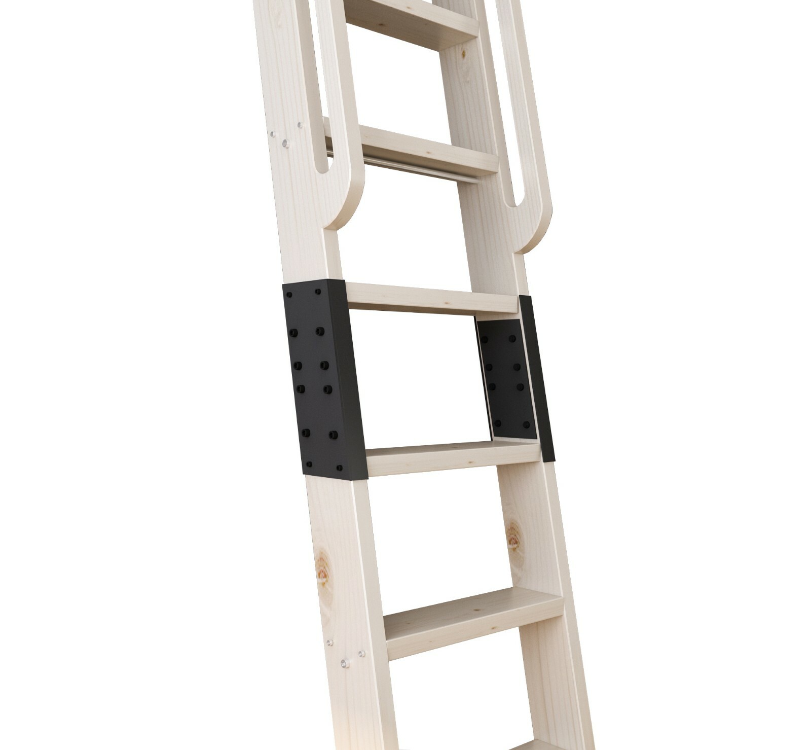 DIYHD Unfinished Rolling Library Wooden Step Ladder with Glab Handle