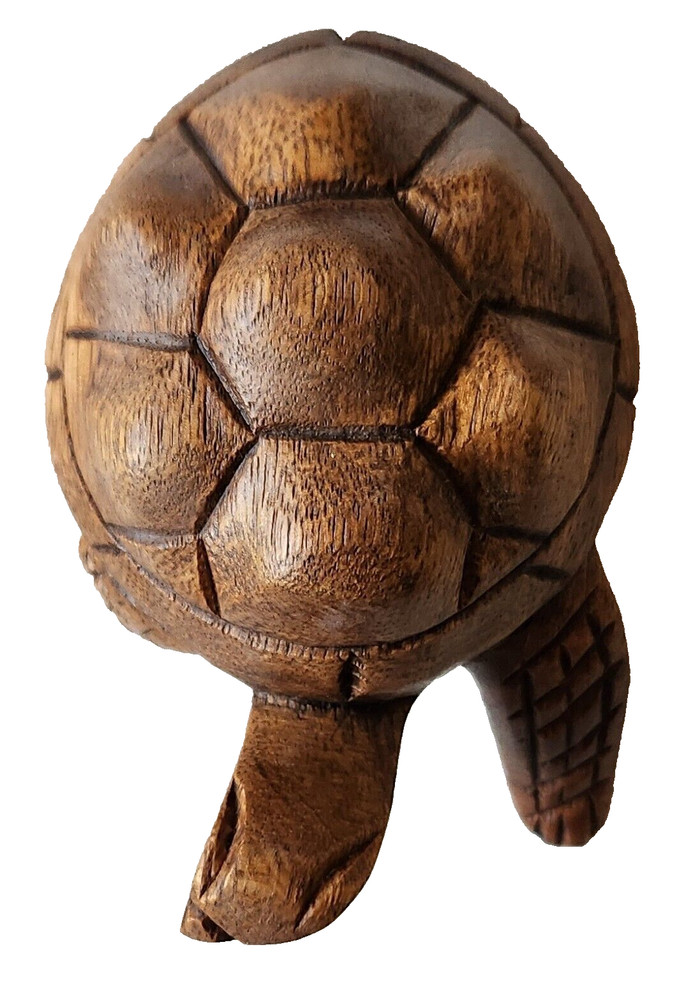 Small Acacia Wood Carved Turtle