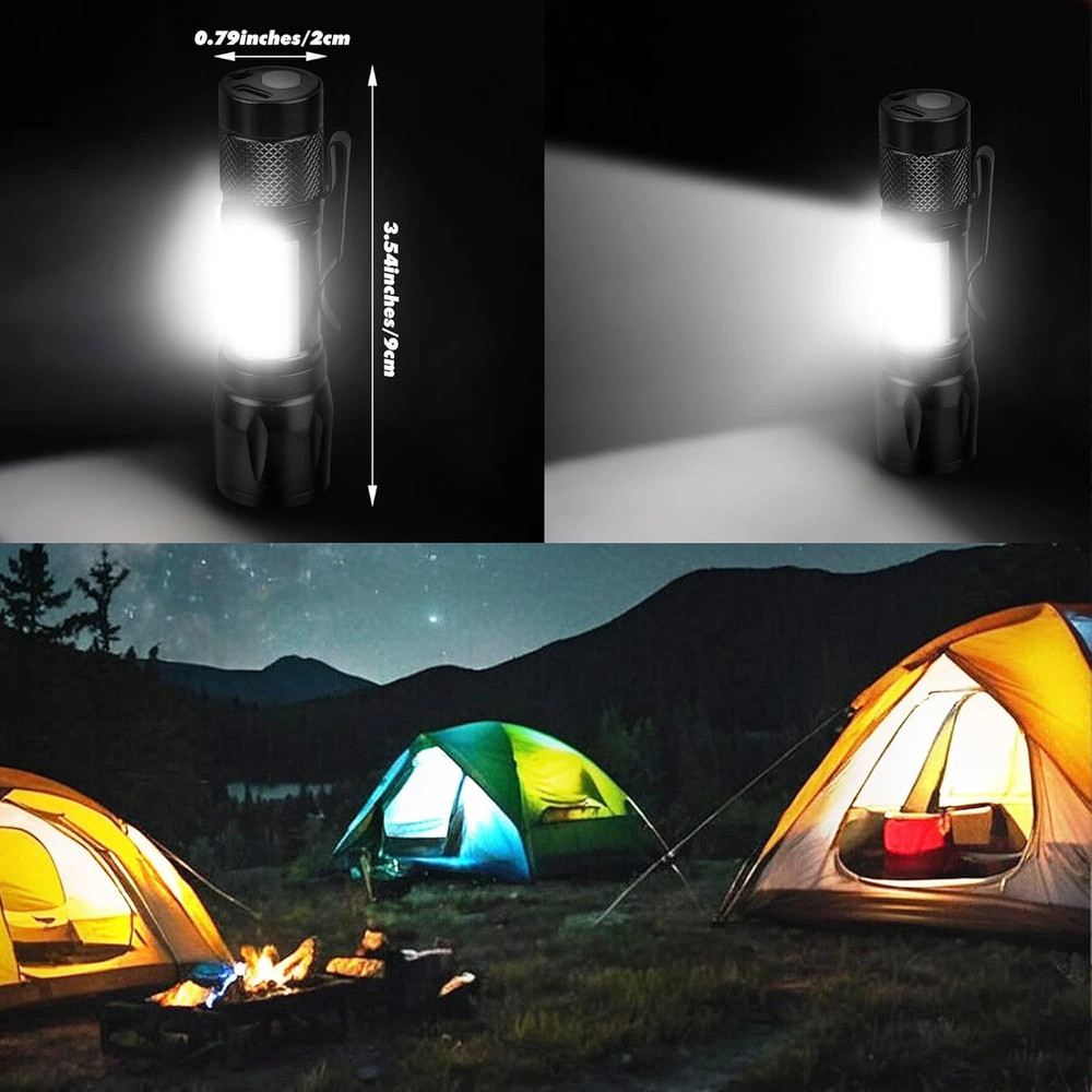 2026 NEW Mini LED Camping Flashlight USB Rechargeable Torch Zoomable with Clip