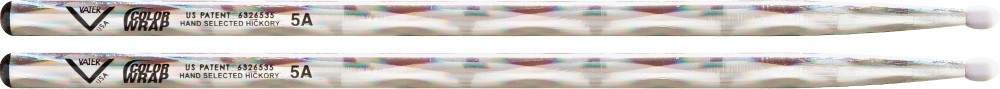 Vater Color Wrap Nylon Tip Sticks - Pair Silver Optic 5A