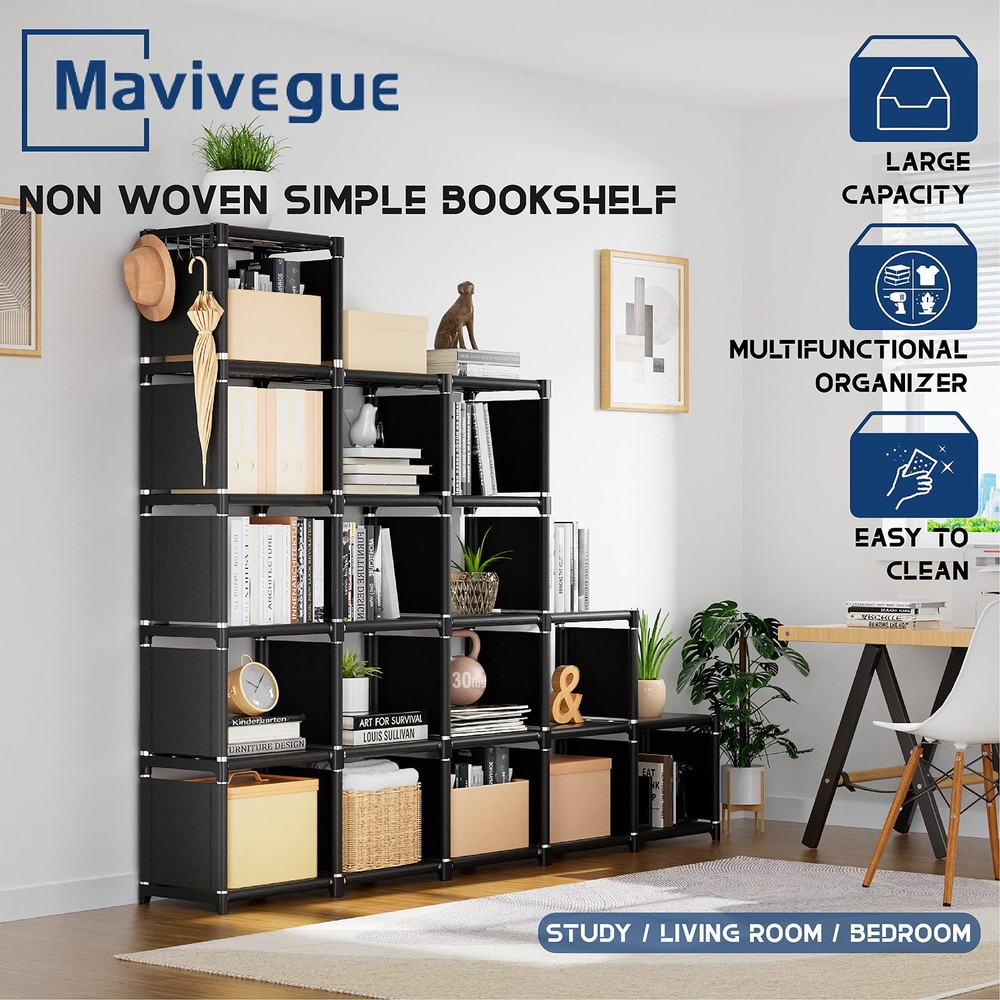 Mavivegue 18-Cube Extra Large Bookcase DIY Storage Organizer Shelf Unit