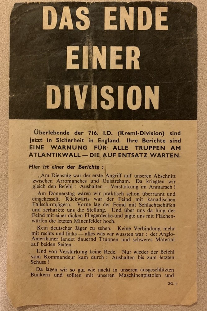WW2 US Military Rare DDay German Drop Leaflet Document
