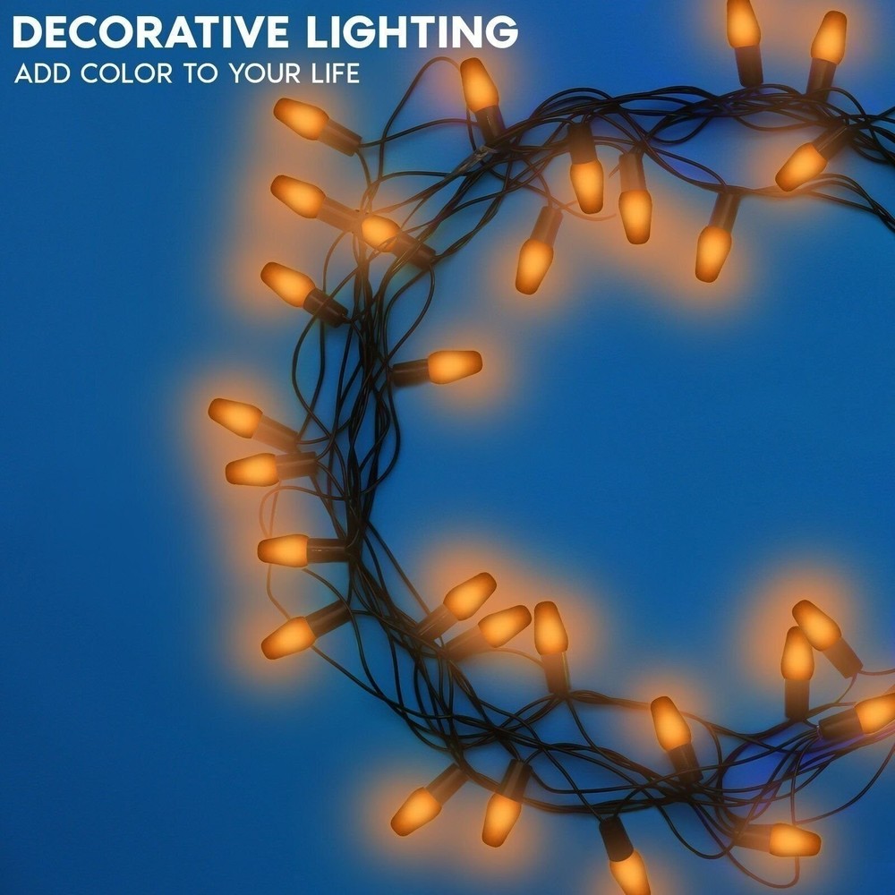 Luxrite C7 LED Orange Light Bulb for String Lights 0.5W UL E12 Outdoor 6 Pack
