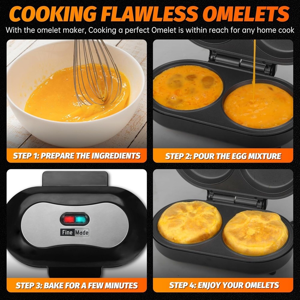 Compact Non-Stick Omelette Maker with Indicator Light – Family-Friendly Design