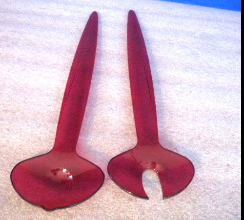 Tupperware Sheerly Elegant Serving Spoons Set Jewel tones Ruby Red New