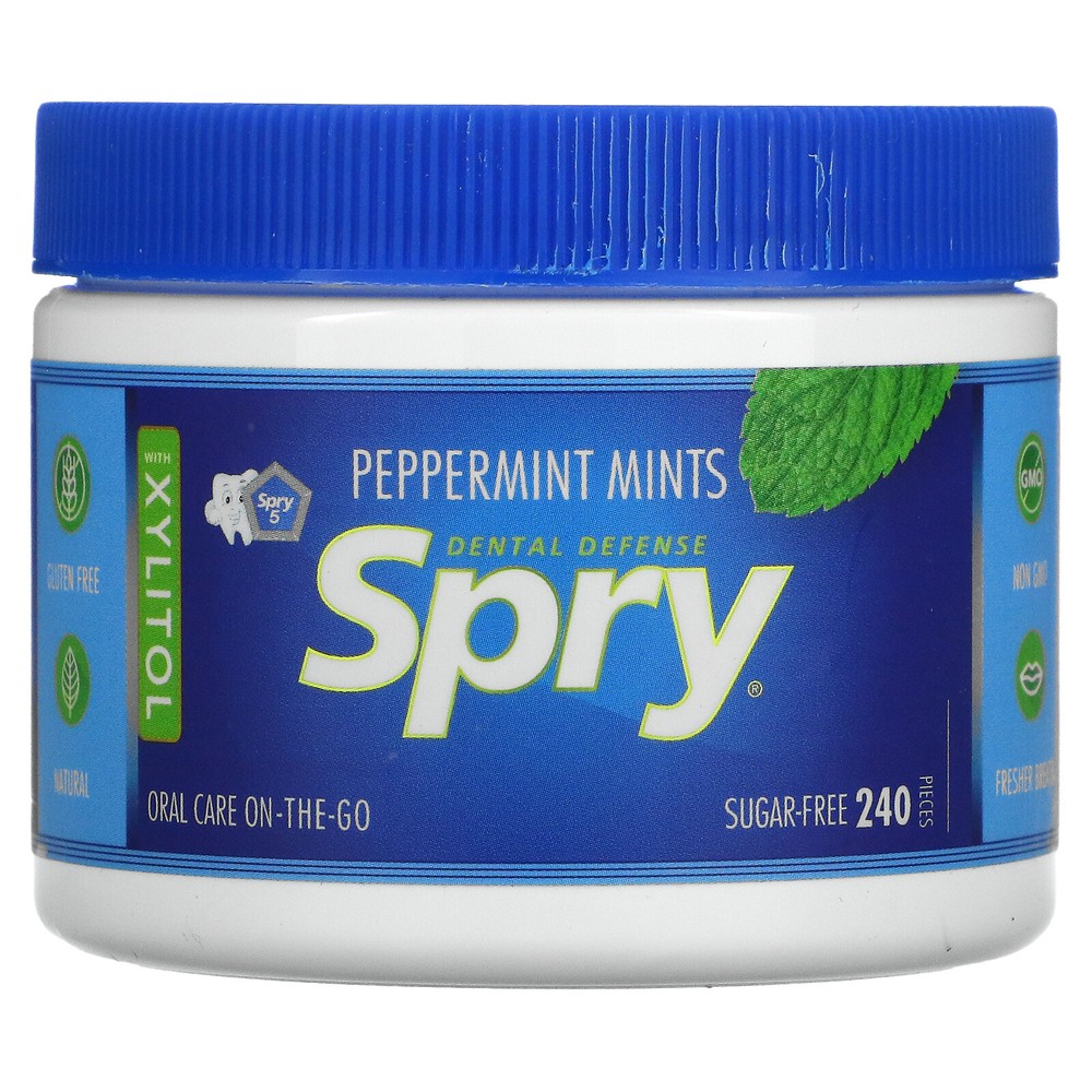 Spry, Peppermint Mints, Sugar Free, 240 Pieces