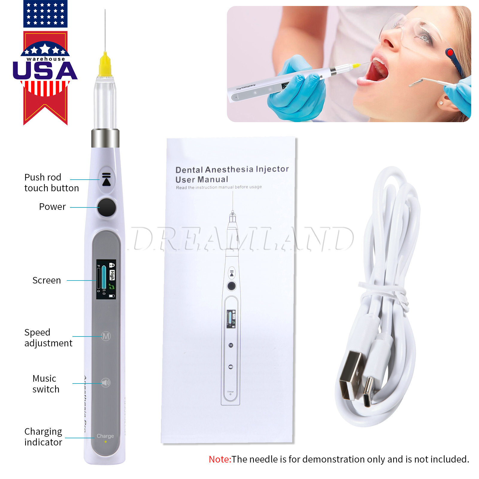 Electric Dental Painless Oral Local Anesthesia Delivery Device Injection Pen USA