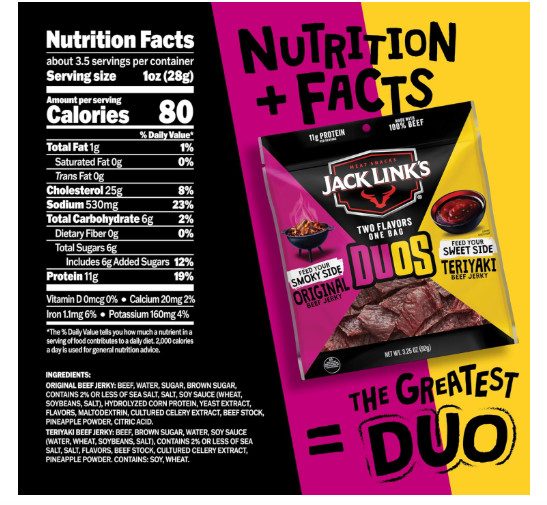 Jack Link's Duos Beef Jerky. FREE SHIPPING