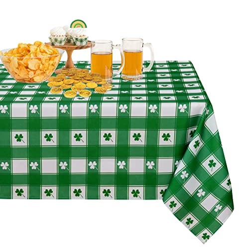 St.Patrick's Day Rectangle Table 102" x 60" (Rectangular) Shamrock Plaid