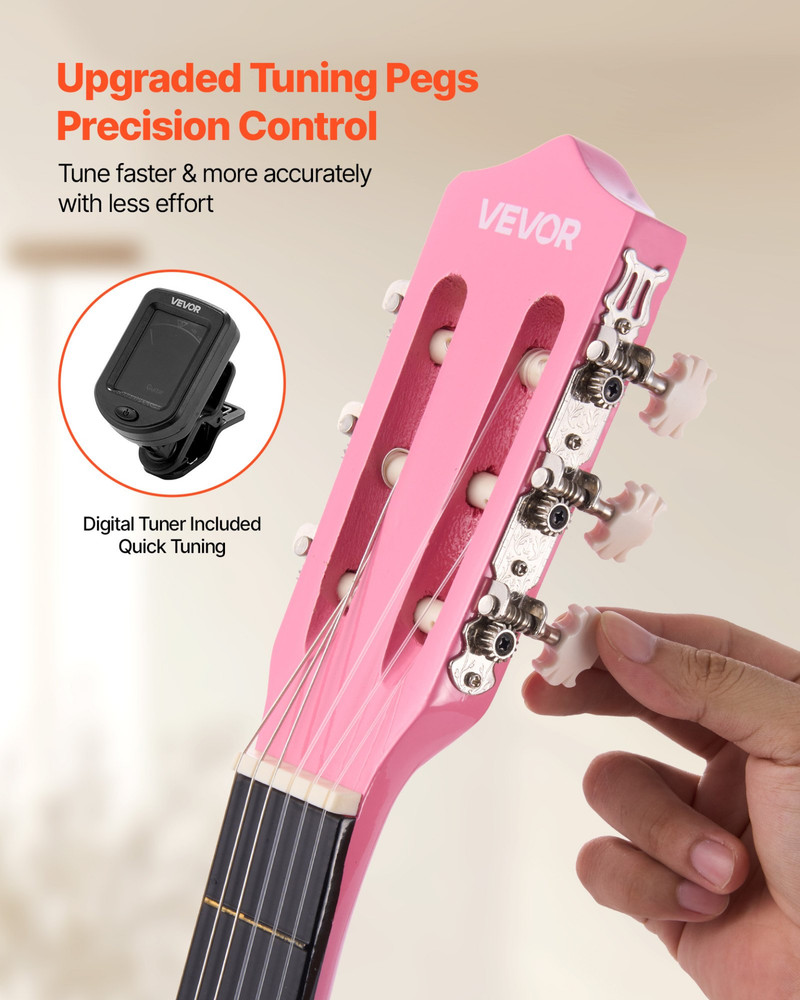 Classical Guitar 38 in Guitar Beginner Starter Kit with Nylon Strings Pink