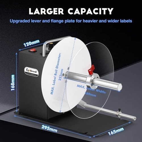Upgraded Automatic Label Rewinder, Larger Label Width 7.08" Diameter 8.78",