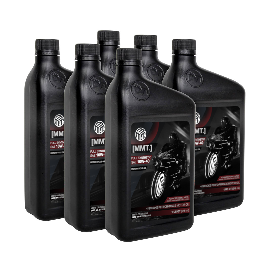 6 Quarts (6 QT / 1.5 Gallon) 6 PACK MMT® Full Synthetic 10W-40 Motorcycle Oil