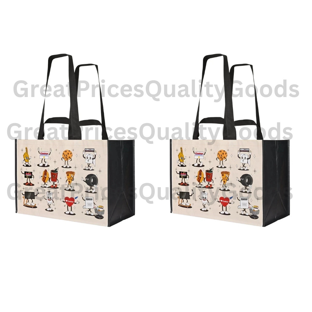 Costco Cartoon  Reusable Heavy  Duty Shopping Bags - 2 Pack - FREE SHIPPING