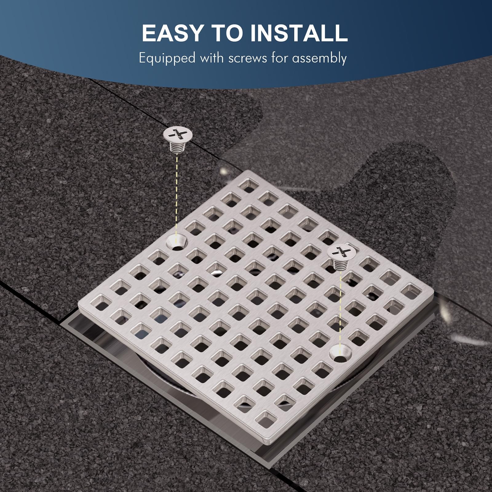 4 Inch Brushed Nickel Square Shower Drain Cover SUS304 Stainless Steel