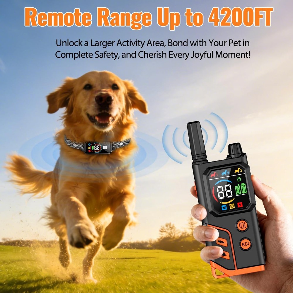 Dog Training Collar, Dog Shock Collar with Remote Control,4200FT, 4 Training ...