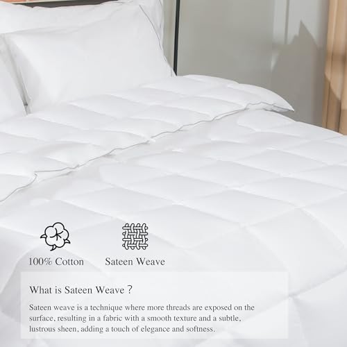 Down Alternative Size Lightweight 100% Cotton Shell Bedding King White / Thin