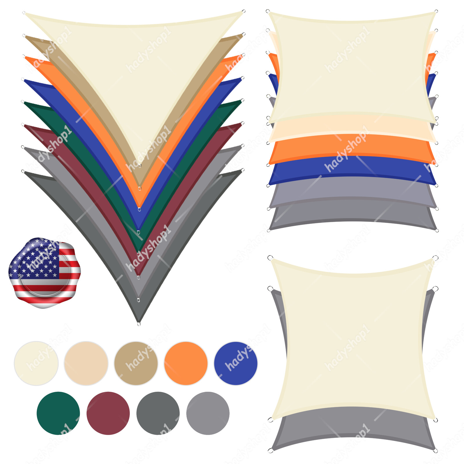 Waterproof Shade Sail Patio Awning Sun Canopy Cover, New