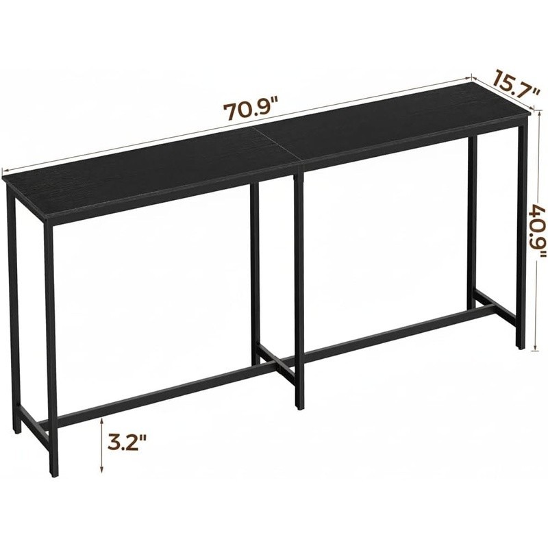 Narrow Space Saving Bar Table Metal Frame Kitchen Dining Breakfast Pub Table New