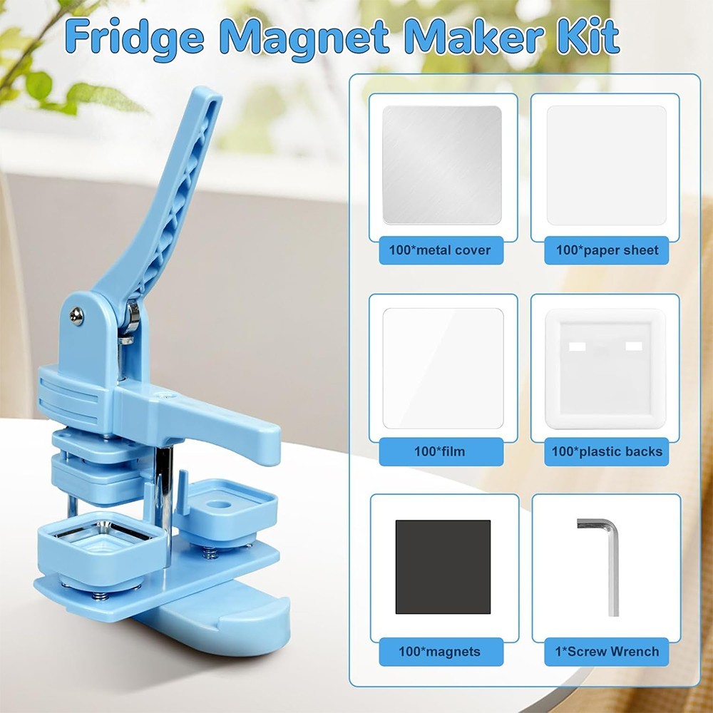 55MM/1.97" Square Button Maker Badge Button Press Machine DIY Fridge Magnet Pin