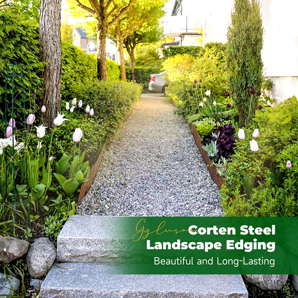 8-INCH Corten Steel Metal Landscape Edging 180 Degree Bend Rusted Garden Edging