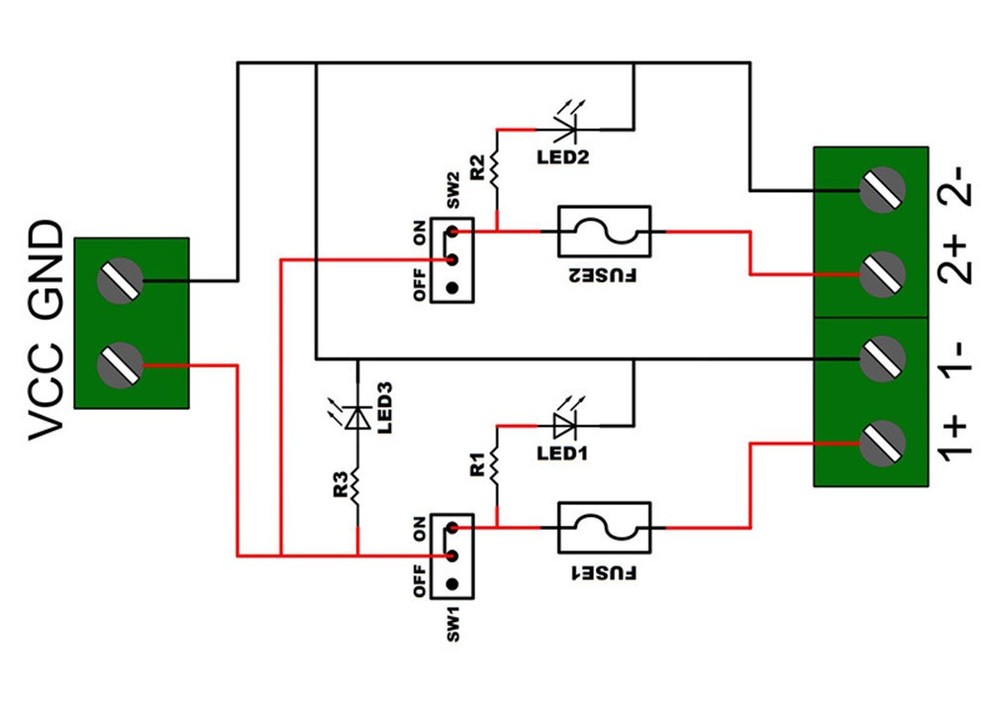 DIN Rail Mount 2 Position Switch DC Power Distribution Strip Module Fuse Splitte