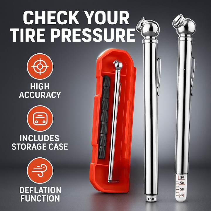 Tire Pressure Gauge 2 Pack Pencil Style 10-50 20-120 PSI Air Checker Tool Car