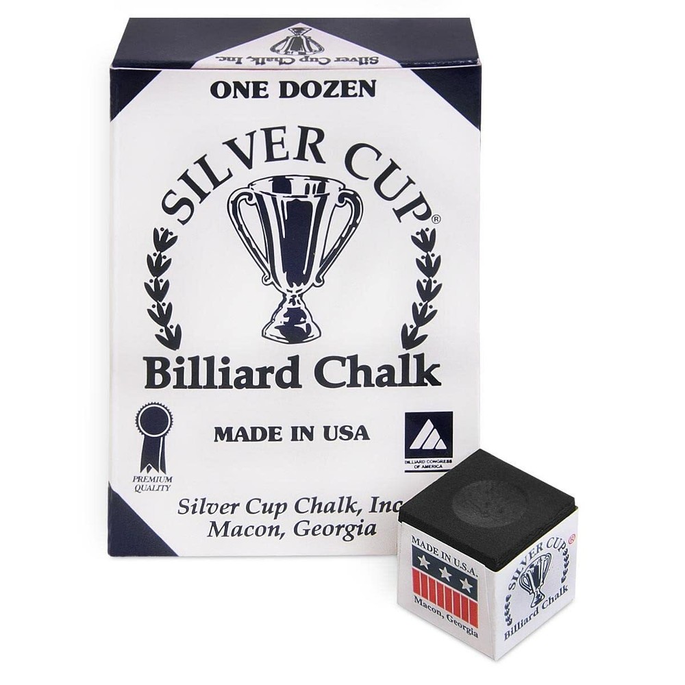 SILVER CUP Billiard CHALK - ONE DOZEN Black
