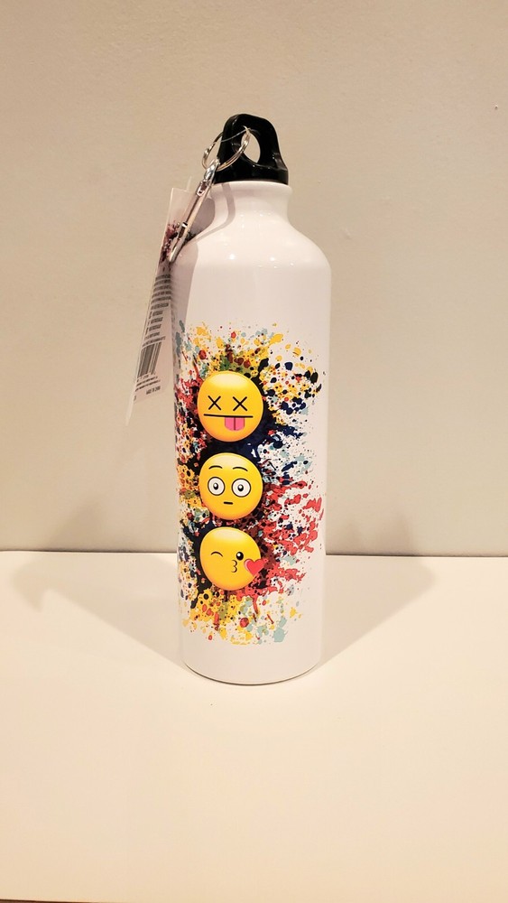 Aluminum water bottles with emojis