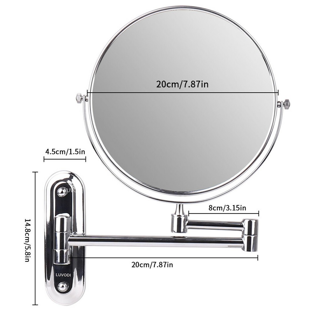10x Magnifying Wall Mounted Makeup Bathroom Mirror Adjustable Height Double-Side