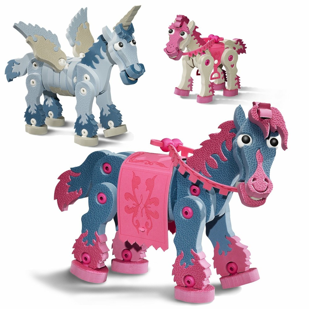 Bloco Horses & Unicorns Figures STEM Toy 3D Interlocking Foam Building Block Set